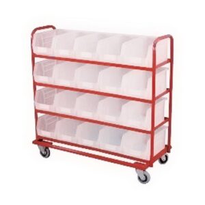 Steel Frame Plastic Container Trolley – Kit – Includes 20 x Size 7 Clear Bins – 110 x 106 x 35cm
