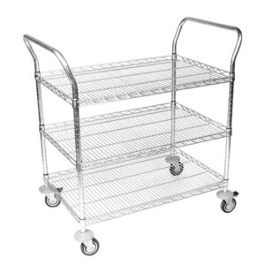 Wire Utility Trolley – 3 Shelves – Includes Handles – 106 x 90 x 45 cm