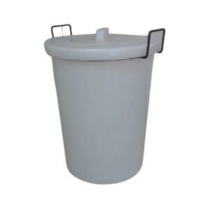 Refuse Bin with Lid – Plastic – Steel Handles – 90L – White