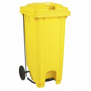 Wheelie Pedal Bin – 120L Foot Operated Pedal Bin – Plastic – Yellow