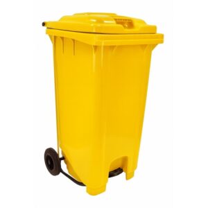 Wheelie Pedal Bin – 240L Foot Operated Pedal Bin – Plastic – Yellow