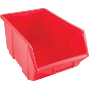 Senator Stack & Hang Plastic Bin – Small Parts Storage – SEN3A – with Label Holder – 35 x 22 x 16.5 cm – Red