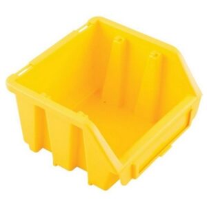 Matlock Plastic Storage Bin – Wall Mountable & Stackable – Label Holder – 11.6 x 11.2 x 7.5 cm – Yellow