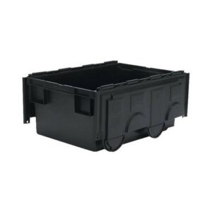 Matlock Euro Container with Lid – Plastic ALC – Heavy-Duty – 60 x 40 x 26.5 cm – Black – 49.5L – Nestable & Stackable