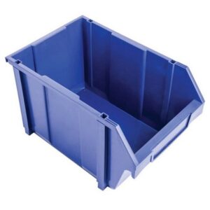 Matlock Plastic Louvre Panel Bin – Stack and Hang Container – Interlocking Design – 28 x 42.5 x 26 cm – Blue