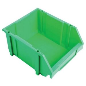 Matlock Plastic Louvre Panel Bin – Stack and Hang Container – Interlocking Design – 28 x 35 x 18.4 cm – Green