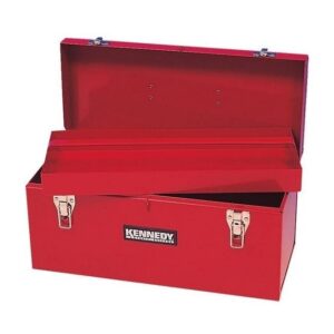 KennedyPro Steel Tool Box – Red – Removable Tote Tray – 50.8 x 21.8 x 24.3 cm