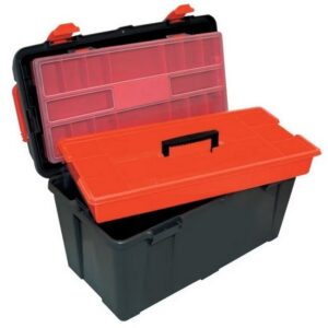 Kennedy Plastic Tool Box – Impact Resistant – Includes Organiser – Red & Black – 48 x 24 x 26 cm