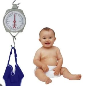 Baby hanging scale Capacity: 25kg Unit: KG/LB Product size: D17cm, Thickness:40mm Complete with weight pant M-PT617