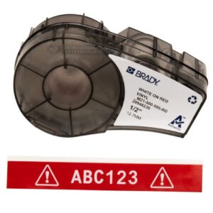 Brady Labels M21-500-595-RD 12.7×6.4m, Black on Red, Self-Adhesive, Box of 6.4 m