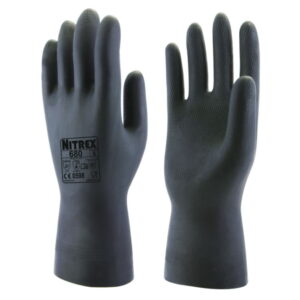 Chemical protective gloves Nitrex 680 XS (6) latex, black, inside flocked, pack of 10 pair