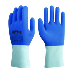 Chemical protective gloves Nitrex 440 S (7) latex, blue, cotton lining inside, pack of 10 pair