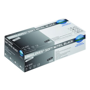 Unigloves Soft Nitrile Gloves, Size M 7-8, Soft Nitril Black, Big Box, Pack of 200