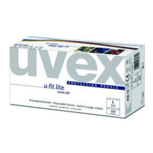 Uvex Disposable Gloves U-Fit Lite, Size XL, Nitrile, 240mm, Silicone-Free, Powder-Free, Blue, Pack of 100