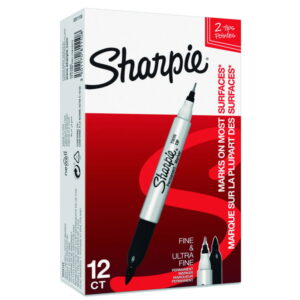 Sharpie® Permanent Marker Twin Tip (2 thicknesses) – box of 12 black