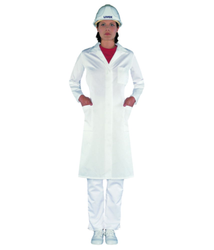 Uvex Ladies' Laboratory Coat, Size 46, White, 65% Polyester / 35% Cotton, 1/1 Arm Type (81510)