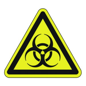 Warning sign, “Warning of biohazard”, foil, self-adhesive, length 200 mm