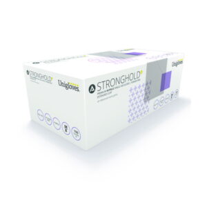 Unigloves Nitrile Gloves Stronghold Plus Size S (6-7), Extra Long, Non-Sterile, Latex-Free, Powder-Free, Purple, Pack of 100