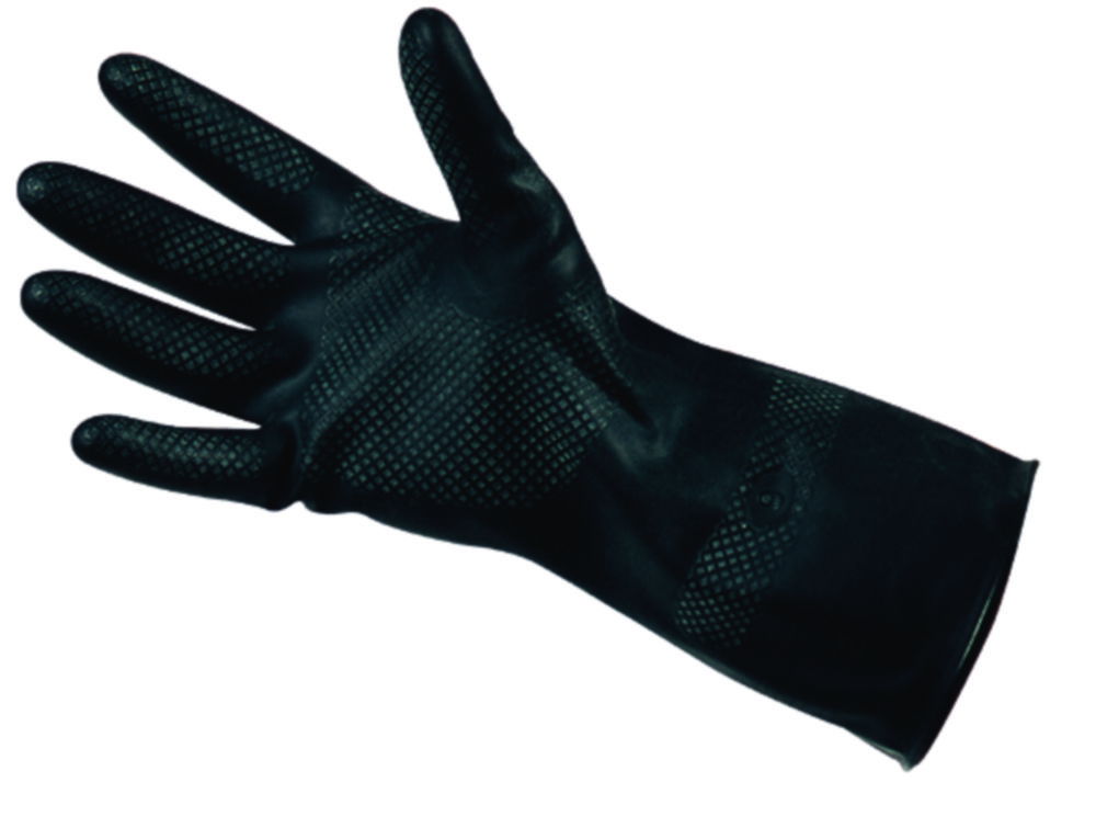 EKASTU Chemical Protection Gloves Size 9-9½ (L) M2-PLUS, Cat.3, Polychloroprene, Black, Approx. 31 cm Long, Pair