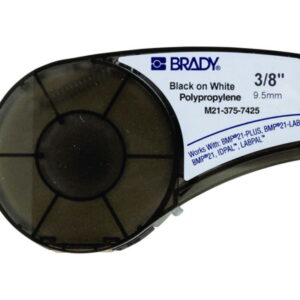Brady Labels M21-375-7425, 9.53×6.4m, Black on White, Polypropylene, Roll of 6.4 m