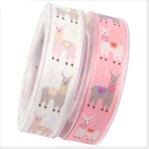 Llama White 25mm Stable-edge Ribbon