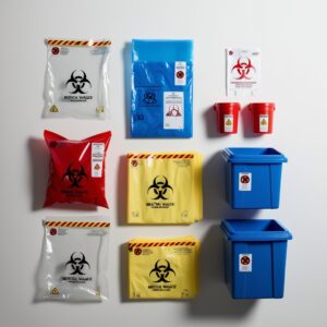 three specific laboratory waste containers