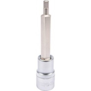 Spline Bit Socket – Chrome Vanadium – 1/2″ Connector – Long – M6 x 100mm – YT-04351