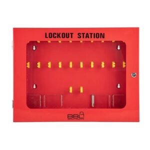 Lockout Station – Holds 44 Locks – Red – Steel -56 x 7 x 46 x 7 cm