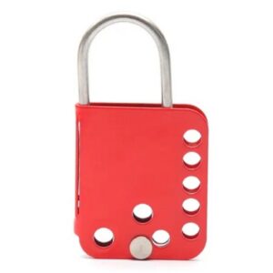 Lockout Hasp – Stainless Steel – Butterfly – Red – 8 Hole – 7 x 5.8 x 0.5 cm