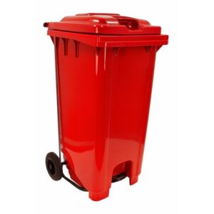 Wheelie Pedal Bin – 240L Foot Operated Pedal Bin – Plastic – Red