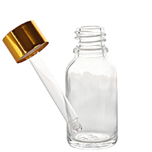 Dropper Bottles Clear Glass Gold Lids